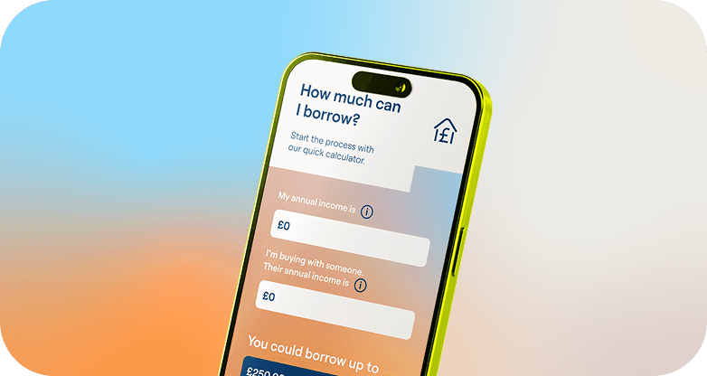 Phone showing the 'How much can I borrow?' mortgage calculator